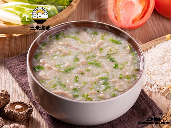 三米粥铺青菜瘦肉粥
