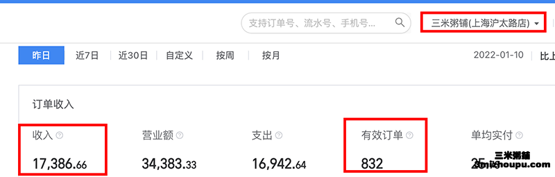 三米粥铺上海沪太路腊八节营收