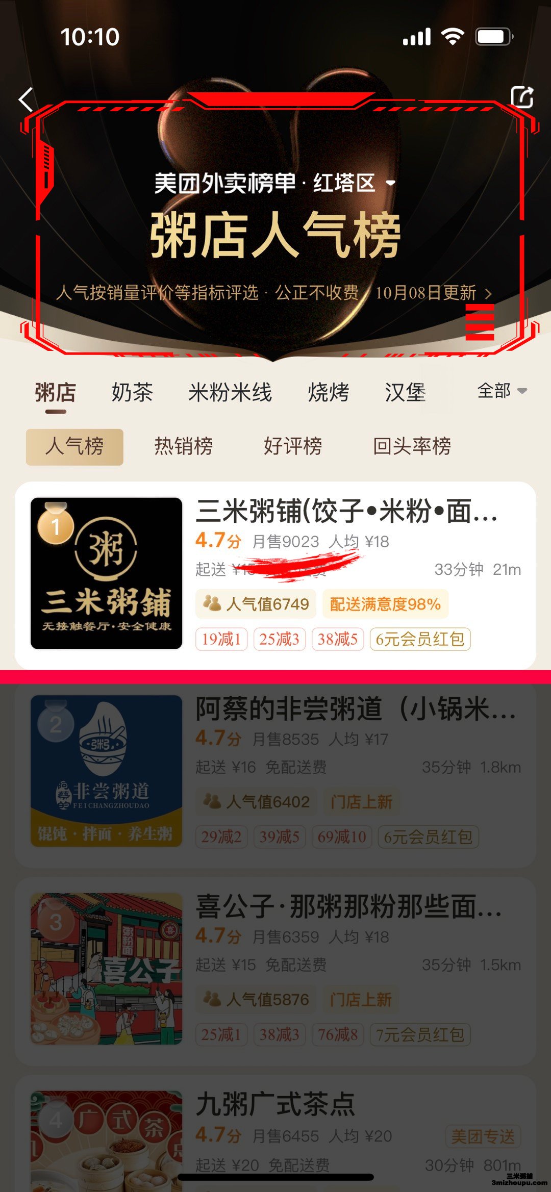 玉溪-玉溪店20221010人气榜